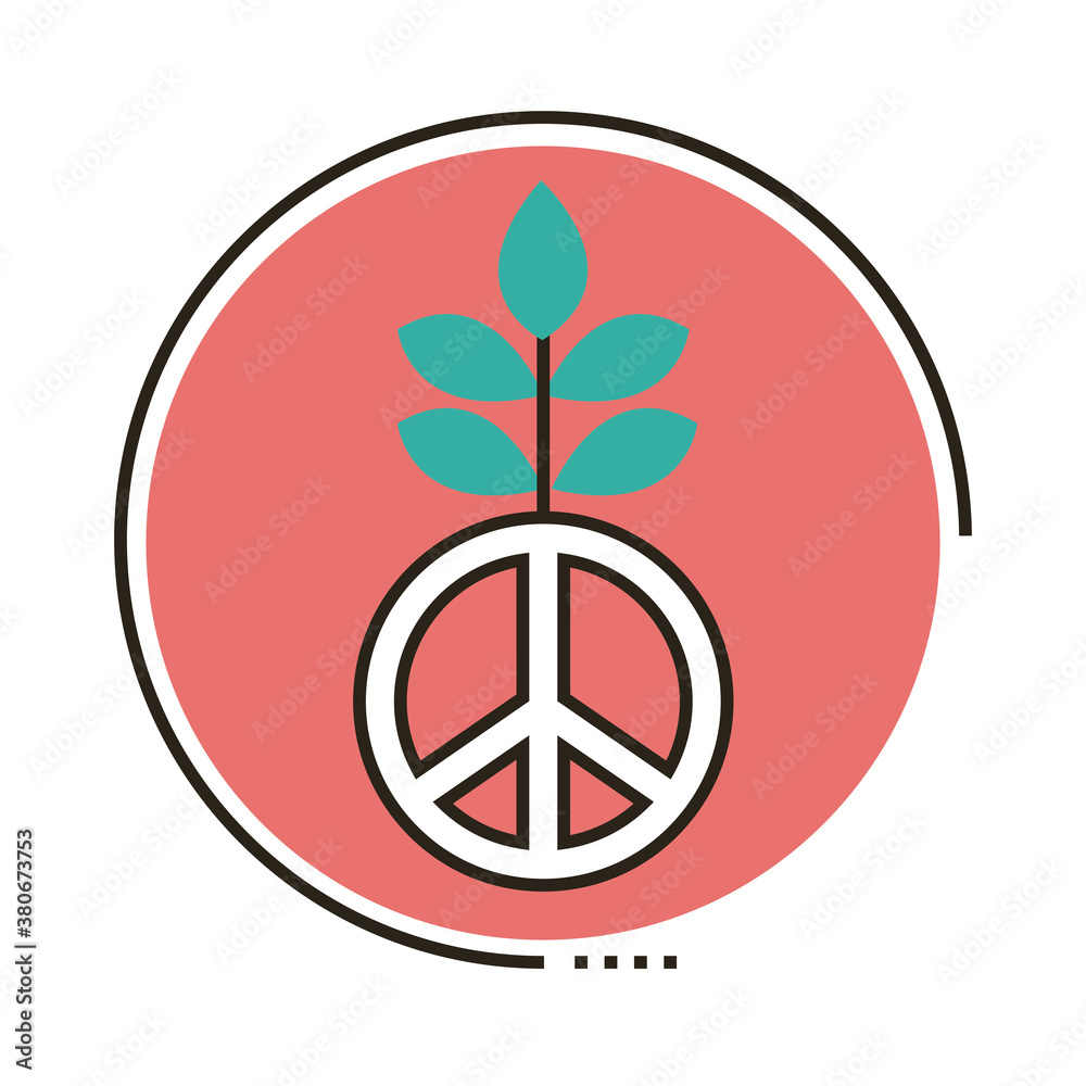 peace symbol with leafs plant line and fill style icon peace symbol with leafs plant line and fill style icon