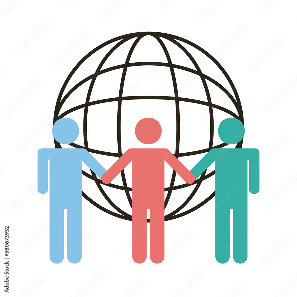 group of silhouettes people and sphere browser line and fill style group of silhouettes people and sphere browser line and fill style