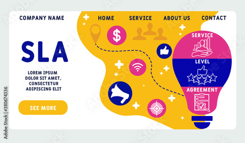 Vector website design template . SLA - Service Level Agreement , business concept. illustration for website banner, marketing materials, business presentation, online advertising. 
