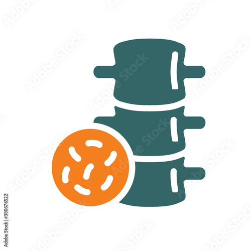 Spine with bacteria colored icon. Diseased backbone, staphylococcus aureus, spinal infections, infectious arthritis symbol