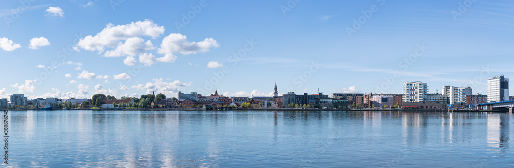 Panoramic view of the waterfront of the city of Aalborg, Denmark