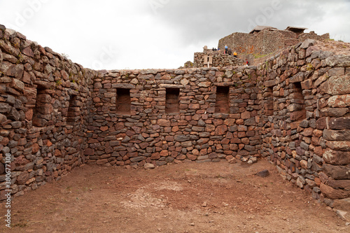 Archaeological Park of Pisac, ruins and constructions of the ancient Inca city, near the Vilcanota river valley, Peru. photo