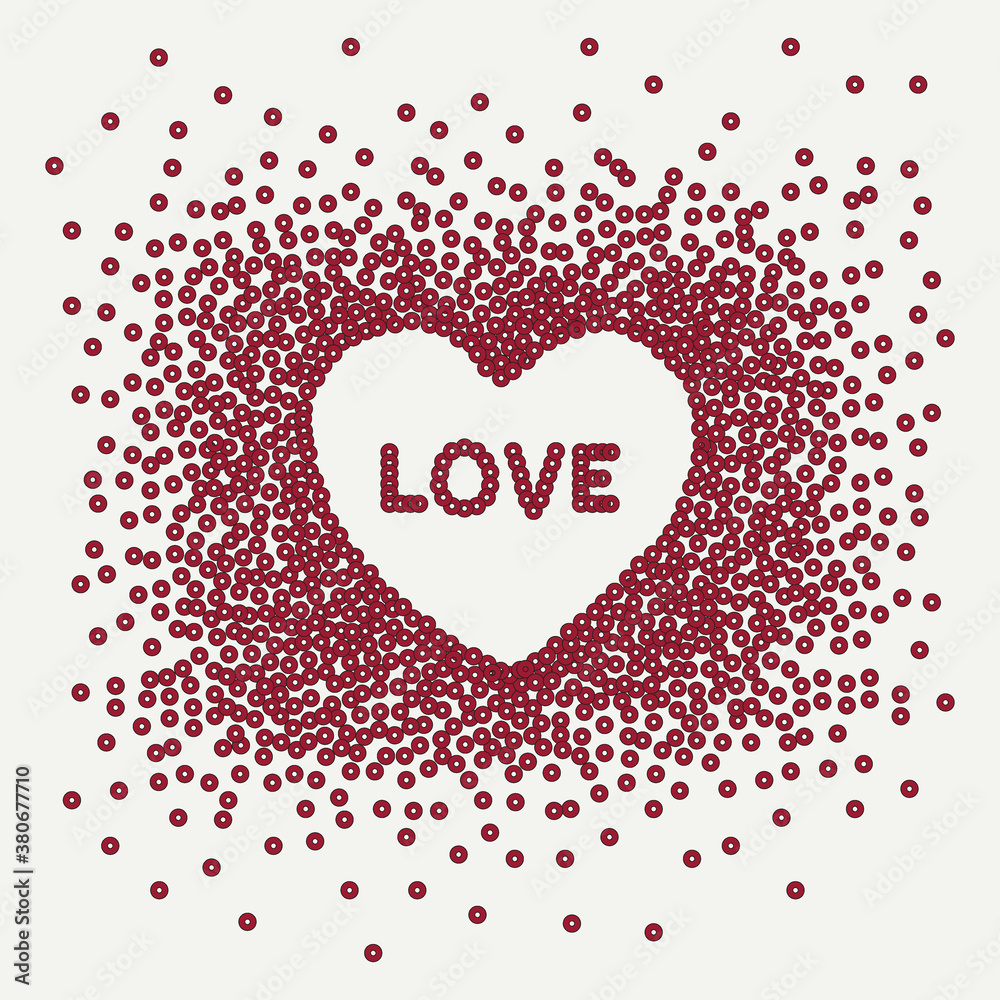 Love Heart Sequin Embellishment Slogan Artwork for Apparel and Other Uses