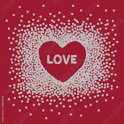 Love Heart Sequin Embellishment Slogan Artwork for Apparel and Other Uses