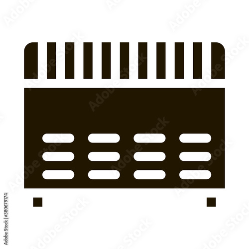 Home Electronic Heating Equipment glyph icon . Cool And Humidity, Airing, Ionisation And Heating Pictogram. Conditioning Related Monochrome Illustration