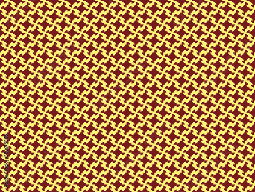 Fondo con patrones dorados elegantes sobre fondo rojo para navidad.