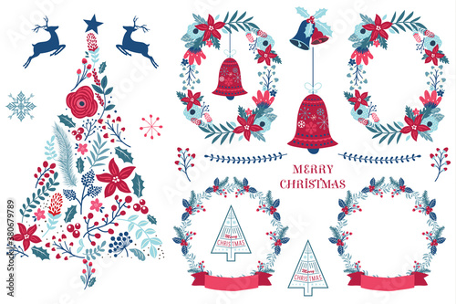 Christmas Flower Tree with Wreath Design Set