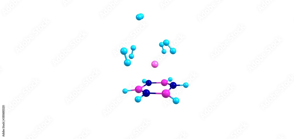 Borazine with Li cation and hydrogen molecules isolated on white Borazine with Li cation and hydrogen molecules isolated on white