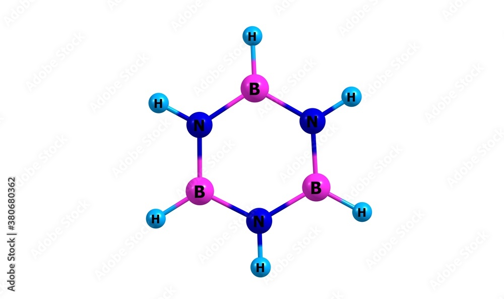 Borazine molecular structure isolated on white Borazine molecular structure isolated on white