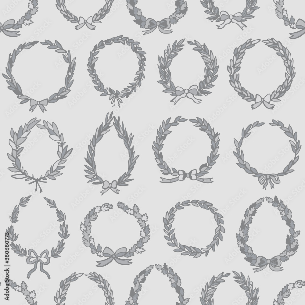 Laurel wreath seamless hand drawn vector wedding decoration pattern Laurel wreath seamless hand drawn vector wedding decoration pattern