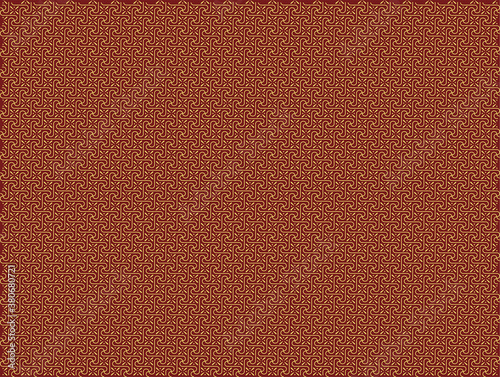 Fondo de patrón en espiral dorado sobre fondo rojo.