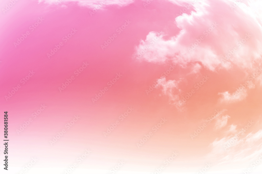 Pink sky background and white clouds background. The sky before a large