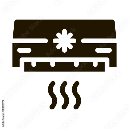 Air Conditioner Cooling Power Technology glyph icon . Cooling And Humidity, Airing, Ionisation And Heating Pictogram. Conditioning Related Monochrome Illustration