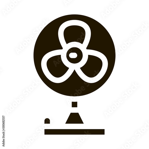 Portable Air Fan Cooling Equipment glyph icon . Cool And Humidity, Airing, Ionisation And Cooling Pictogram. Conditioning Related Monochrome Illustration