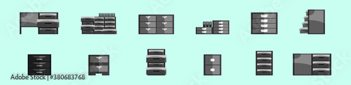 set of file cabinet cartoon icon design template with various models. vector illustration isolated on blue background