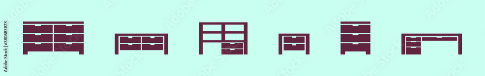 set of file cabinet cartoon icon design template with various models. vector illustration isolated on blue background set of file cabinet cartoon icon design template with various models. vector illustration isolated on blue background