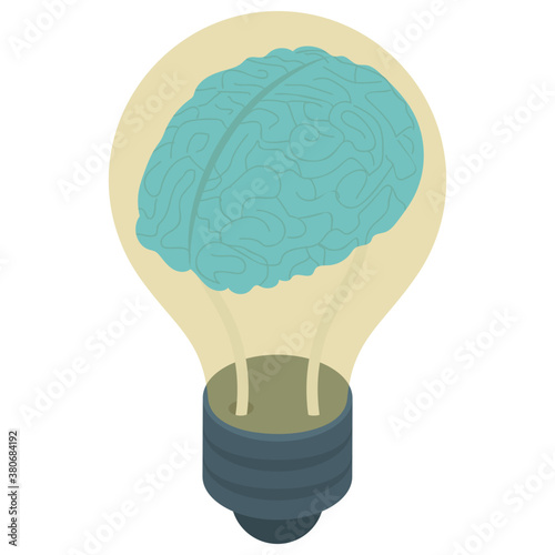 
Creative brain vector in isometric design 
