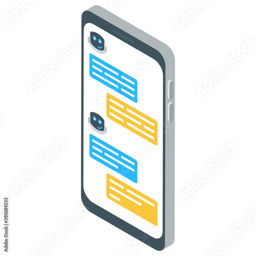 
Smartphone chatting vector in isometric design 
