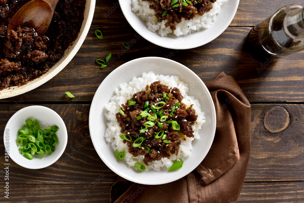 Korean ground beef and rice bowls Korean ground beef and rice bowls