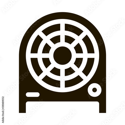 Electronic Fan Heater Heating Equipment glyph icon . Cool And Humidity, Airing, Ionisation And Heating Pictogram. Conditioning Related Monochrome Illustration