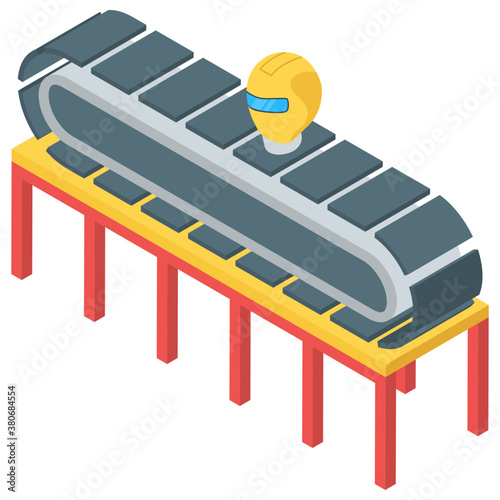 
Production conveyor belt in isometric  vector 
