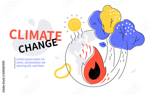 Climate change - colorful flat design style web banner