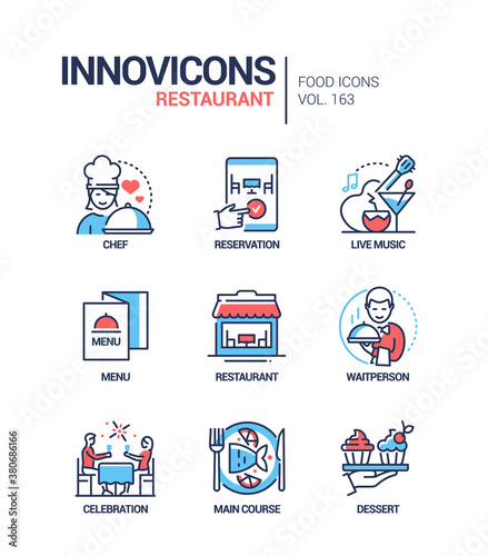 Restaurant - modern line design style icons set