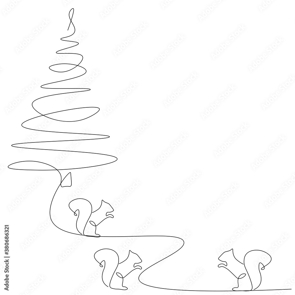 Christmas tree background with cute animals. Vector illustration Christmas tree background with cute animals. Vector illustration