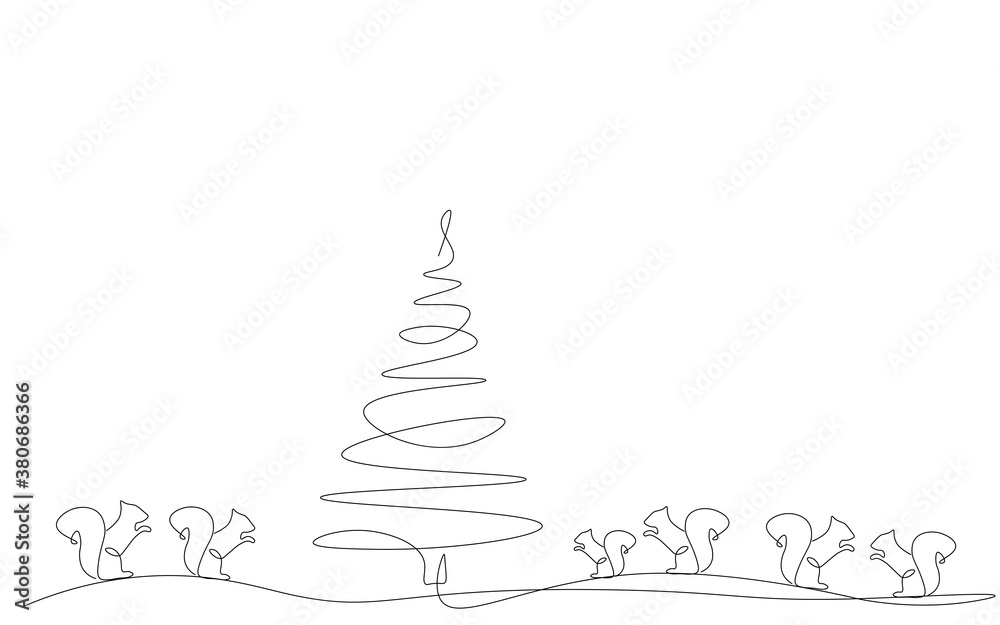Christmas tree background with cute forest animals. Vector illustration Christmas tree background with cute forest animals. Vector illustration