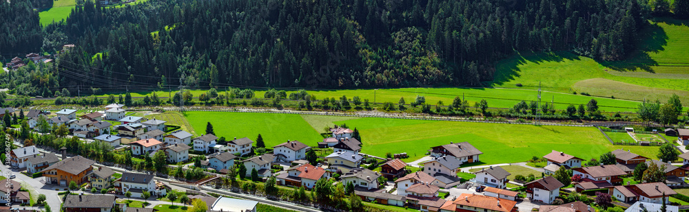 Village of Heinfels and long distance bike trail along the river Drau Village of Heinfels and long distance bike trail along the river Drau
