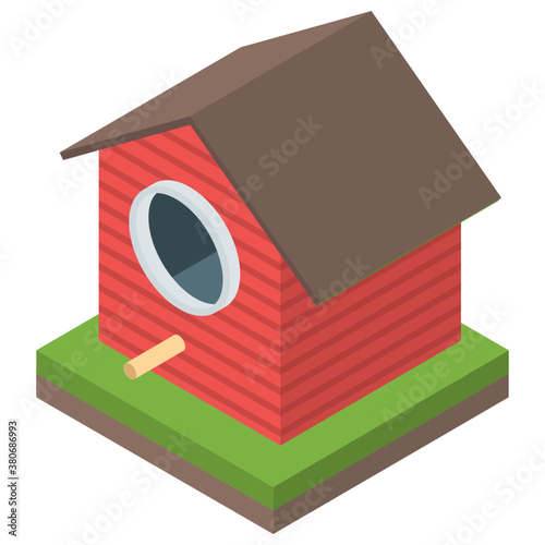 
Birdhouse icon in isometric design.
