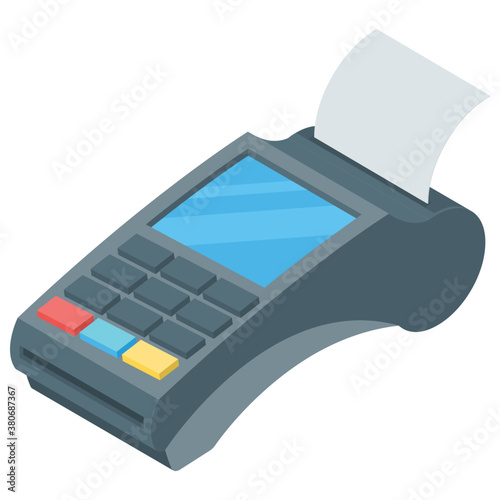 
Cash register icon in isometric design.
