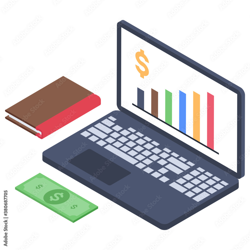 Financial analysis icon in isometric design.
Financial analysis icon in isometric design.