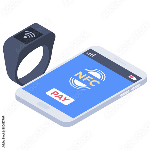 
Isometric design of online payment icon.
