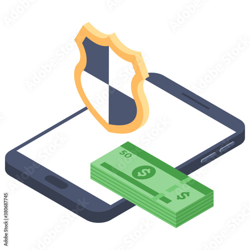 
Secure banking icon in isometric design.

