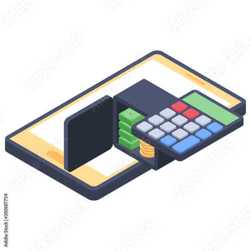 
Isometric design of online deposit icon.
