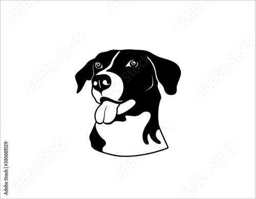 Vector of a dog head on white background