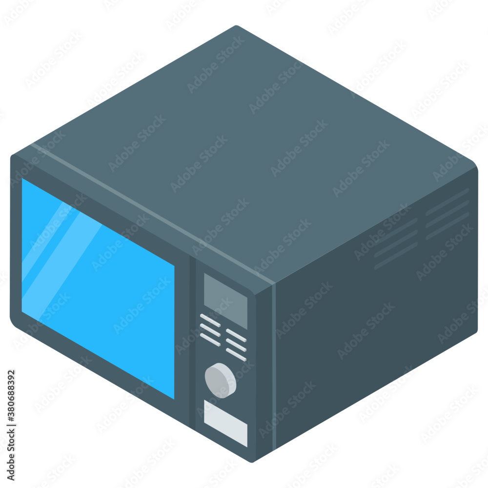 Obraz premium Microwave oven icon in isometric vector 