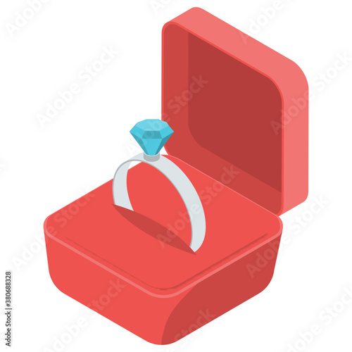
Diamond ring icon, isometric vector 

