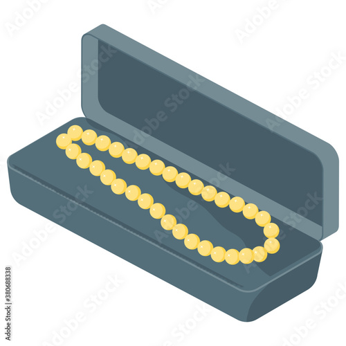 
Pearl necklace icon in isometric vector 
