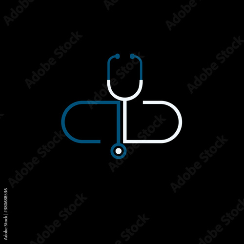Doctor capsul stethoscope plus illustration vector logo design for medical and health care pharmacy and clinic symbols.
