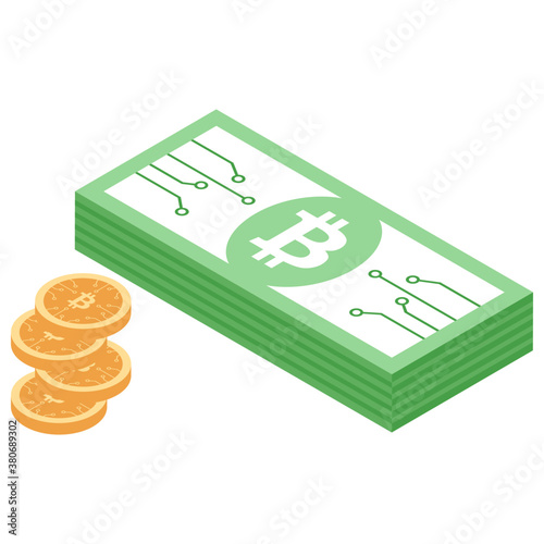 
Crypto concept, isometric icon of  cryptocurrency 
