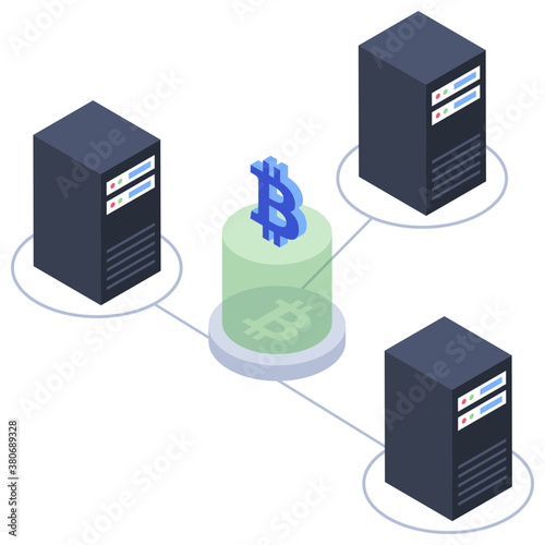
Isometric icon of cryptocurrency  server
