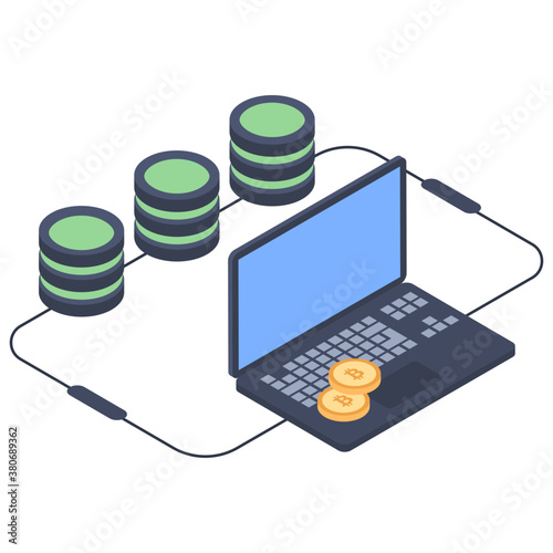 
Isometric icon of cryptocurrency  server
