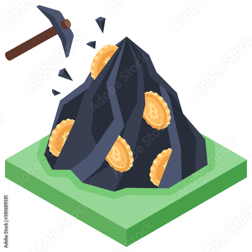 
Isometric icon in bitcoin mining 
