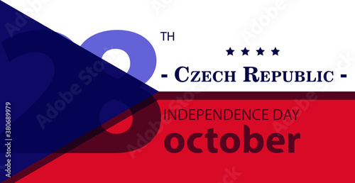 Greeting card on the national independence day of the Czech Republic.Illustration of the Czech flag. EPS10, great for greeting cards, banners, invitations, flyers