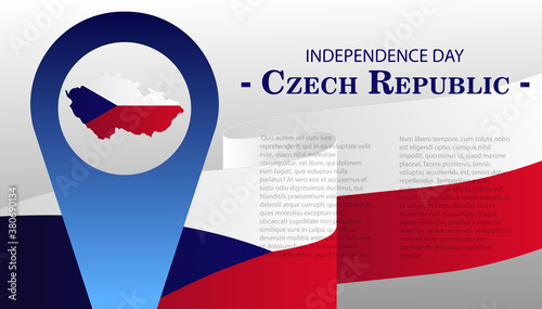 Greeting card on the national independence day of the Czech Republic.Illustration of a geolocation icon with a silhouette of the borders of the Czech Republic in the colors of the national flag. EPS10