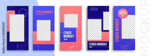 Cyber Monday Sale. Trendy editable Stories template. Design for social media. 