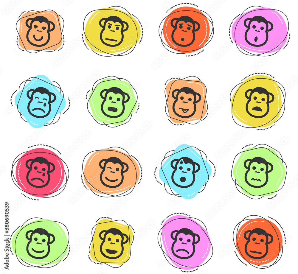 Monkey emotions simply icons Monkey emotions simply icons