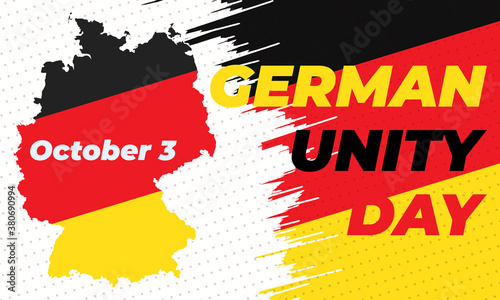 German Unity Day ( Translation: Tag der Deutschen Einheit) is annually held on October 3 to mark the anniversary of the nation's unification. Patriotic design. Poster, card, banner design.  photo